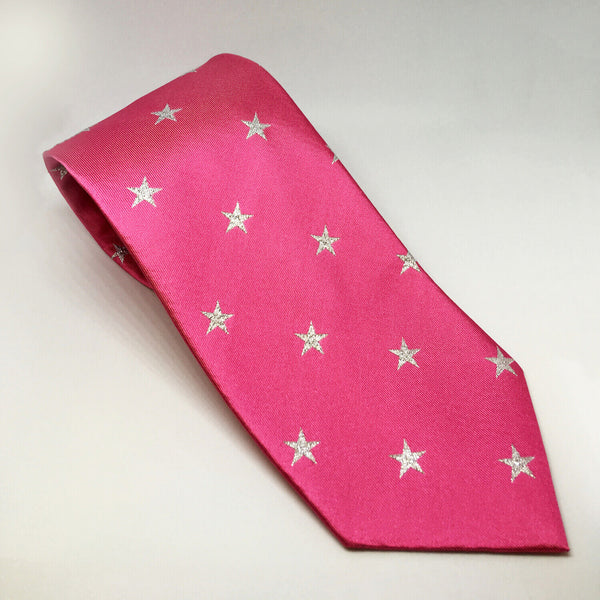 Equetech Show tie, Pink with Silver Starts