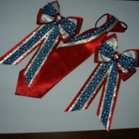 Red White and Navy with white stars tie and bows showing set